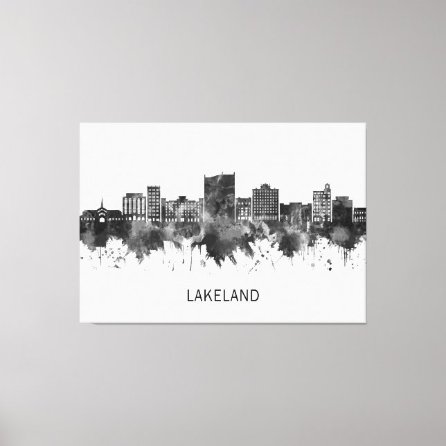 Lakeland Florida Skyline BW Canvastryck (Framsida)