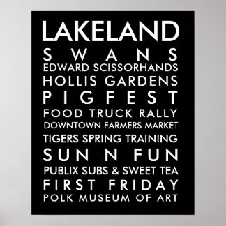 Lakeland-historik, 16 x 20 vit text poster