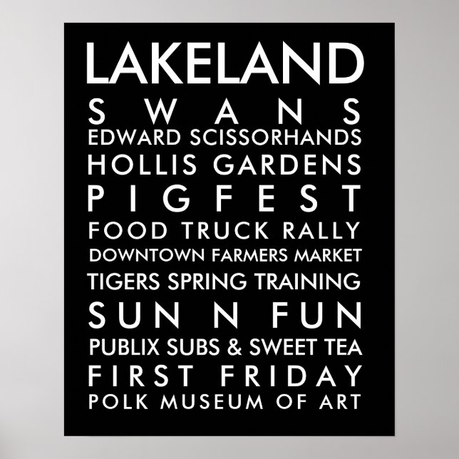 Lakeland-historik, 16 x 20 vit text poster (Framsidan)