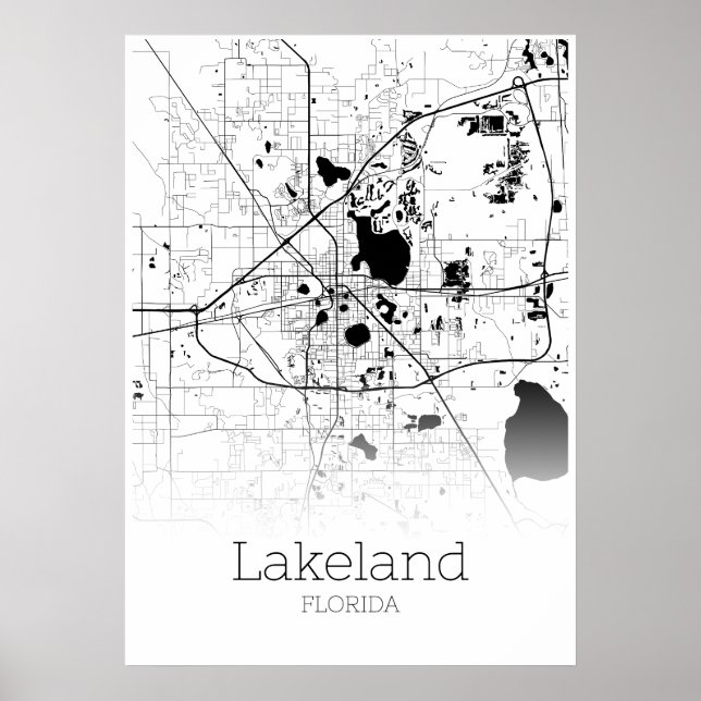 Lakeland Karta - Florida - City Karta Poster (Framsidan)