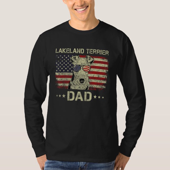 Lakeland Terrier Dad Dog  American Flag 4th Of Jul T Shirt (Framsida)
