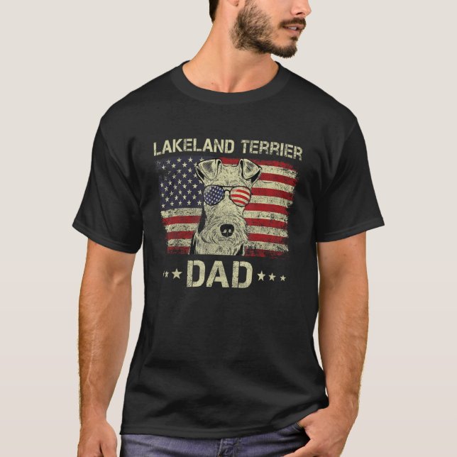 Lakeland Terrier Dad Dog  American Flag 4th Of Jul T Shirt (Framsida)