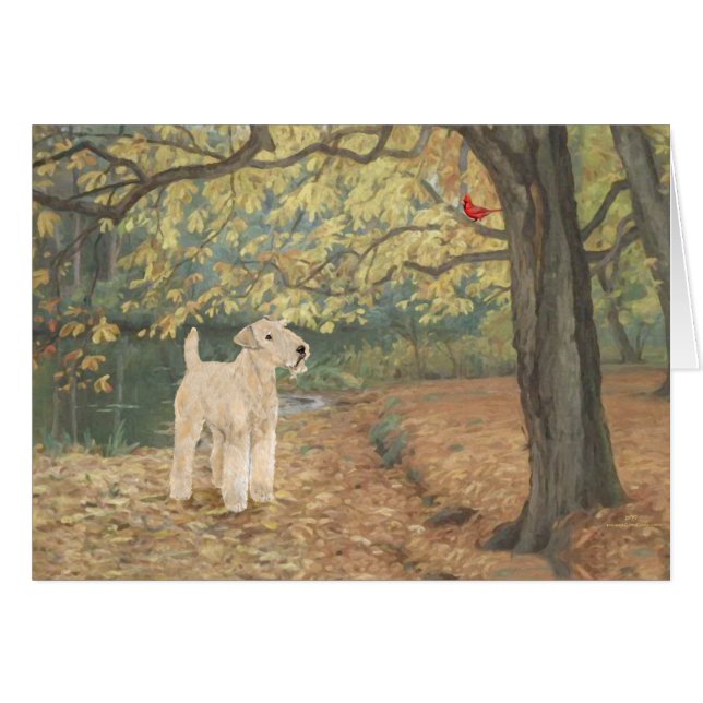 Lakeland Terrier Fågelskådning Hälsningskort (Framsidan Horizontal)