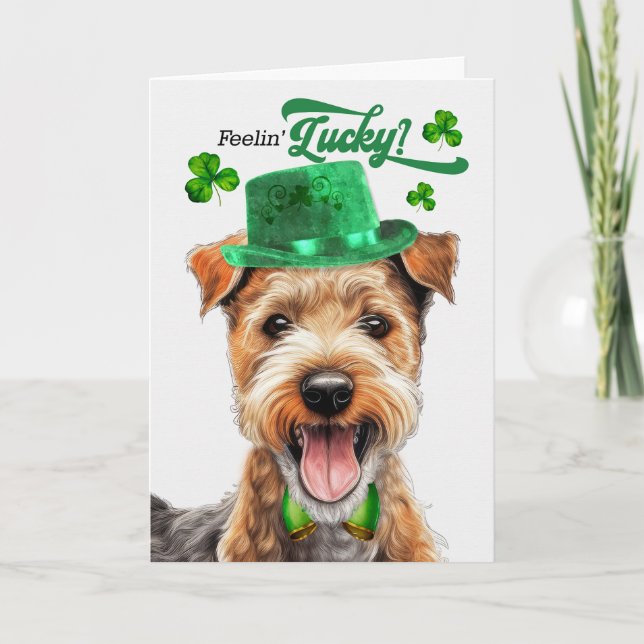 Lakeland Terrier Feelin' Lucky St patrick's day Helgkort (Framsida)
