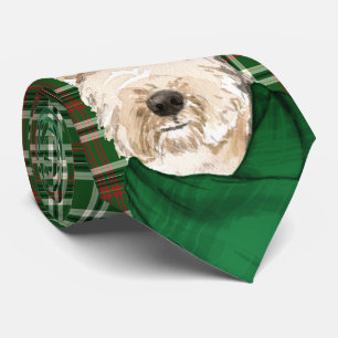 Lakeland Terrier Hund älskare Grönt Plade jul Slips