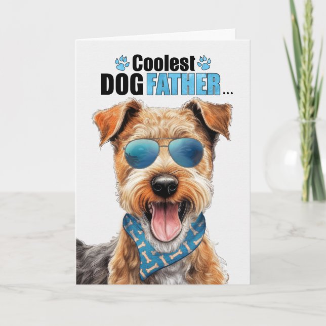 Lakeland Terrier Hund Coolest Pappa Fars dag Helgkort (Framsida)