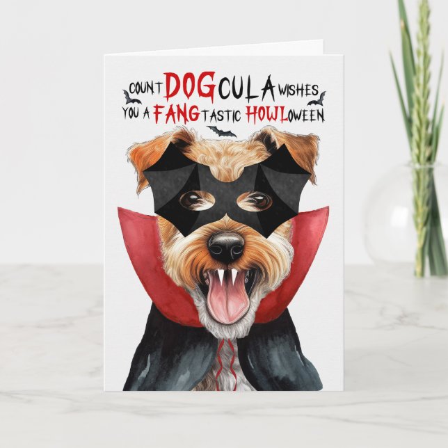 Lakeland Terrier Hund Funny Count DOGcula Hallowee Helgkort (Framsida)