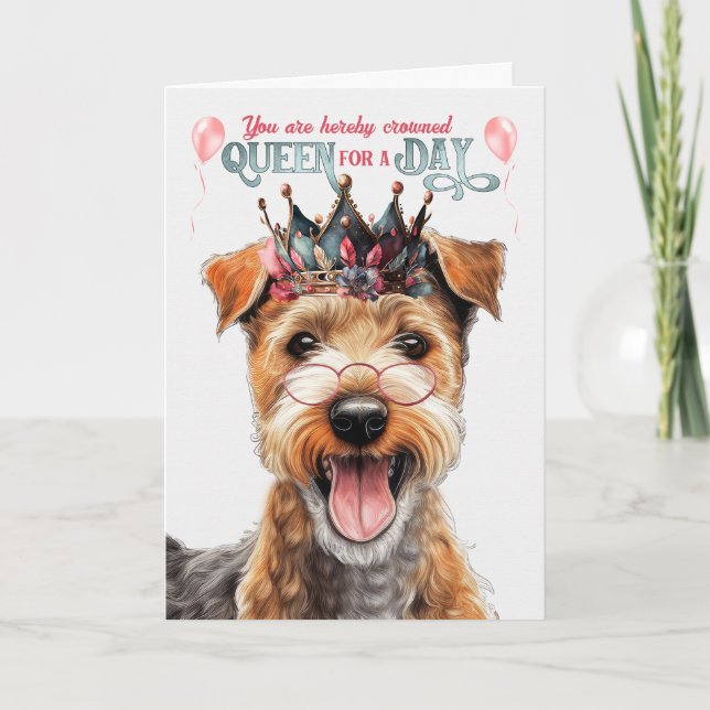 Lakeland Terrier Hund Queen Day Funny Birthday Kort (Framsida)