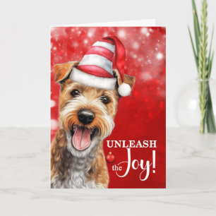 Lakeland Terrier Hund Släpp lös glädjen jul Helgkort