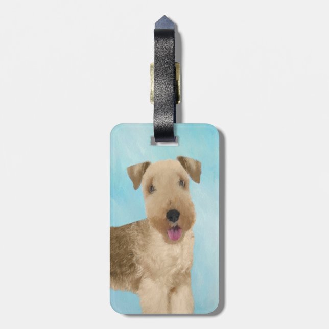 Lakeland Terrier-målning - Cute Original Hund Art Bagagebricka (Baksidan Lodrät)