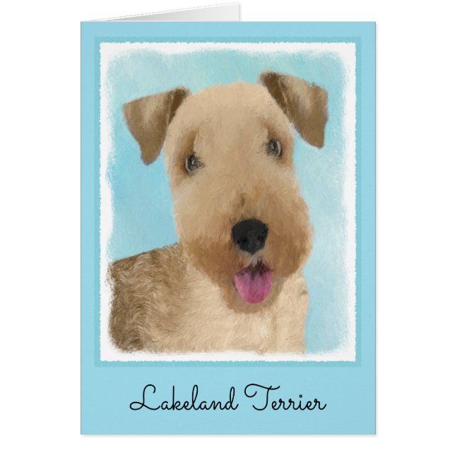 Lakeland Terrier-målning - Cute Original Hund Art Hälsningskort (Framsidan)