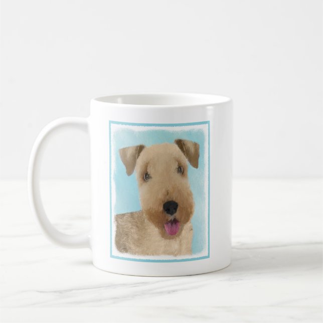 Lakeland Terrier-målning - Cute Original Hund Art Kaffemugg (Vänster)
