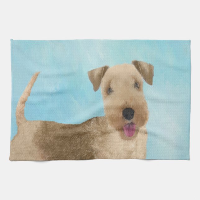 Lakeland Terrier-målning - Cute Original Hund Art Kökshandduk (Horisontell)