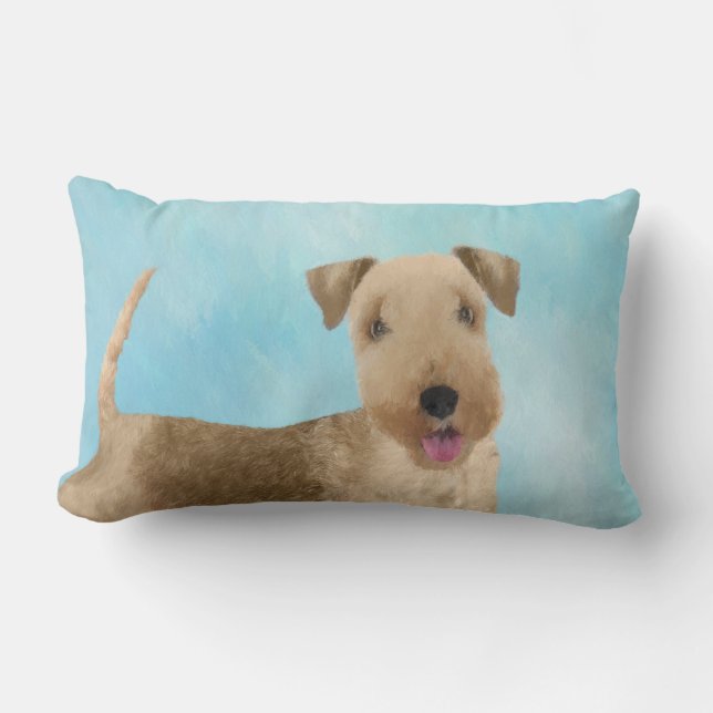 Lakeland Terrier-målning - Cute Original Hund Art Lumbarkudde (Framsida)