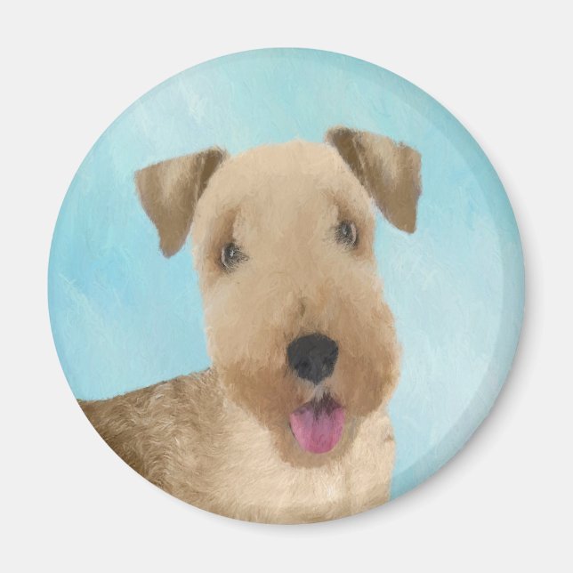 Lakeland Terrier-målning - Cute Original Hund Art Magnet (Framsidan)