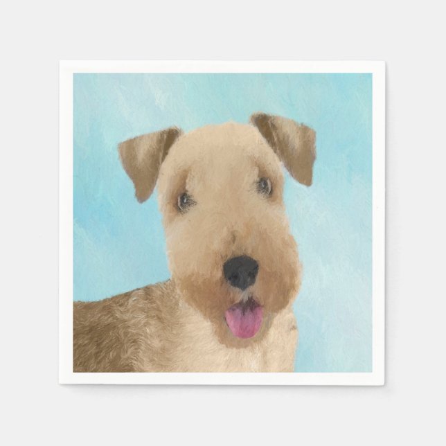Lakeland Terrier-målning - Cute Original Hund Art Pappersservett (Framsidan)