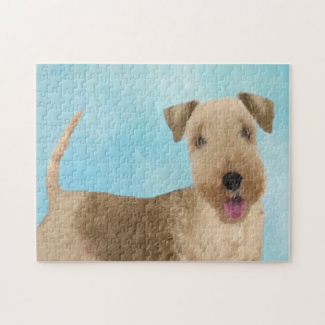 Lakeland Terrier-målning - Cute Original Hund Art Pussel (Horisontell)