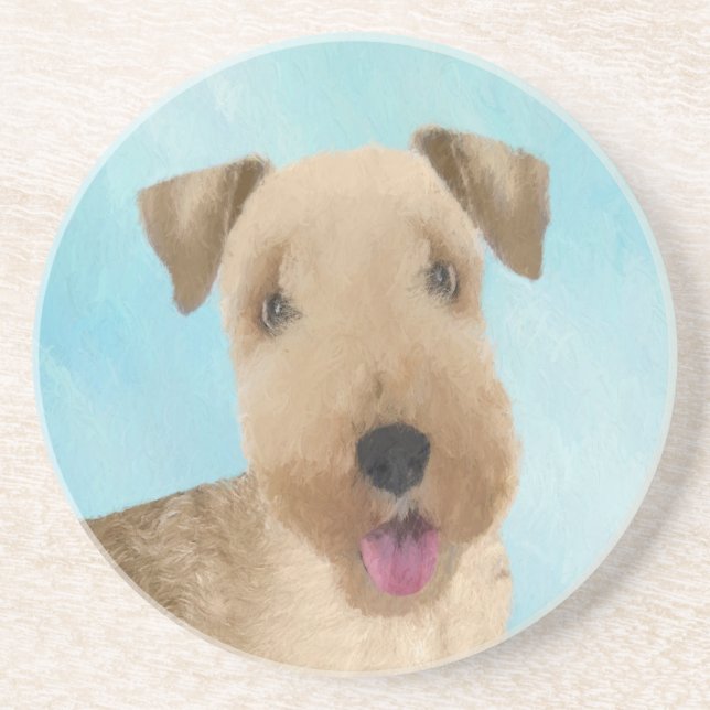 Lakeland Terrier-målning - Cute Original Hund Art Underlägg (Framsidan)