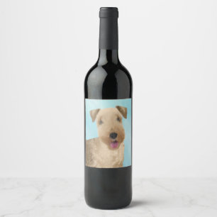 Lakeland Terrier-målning - Cute Original Hund Art Vinflaska Etikett