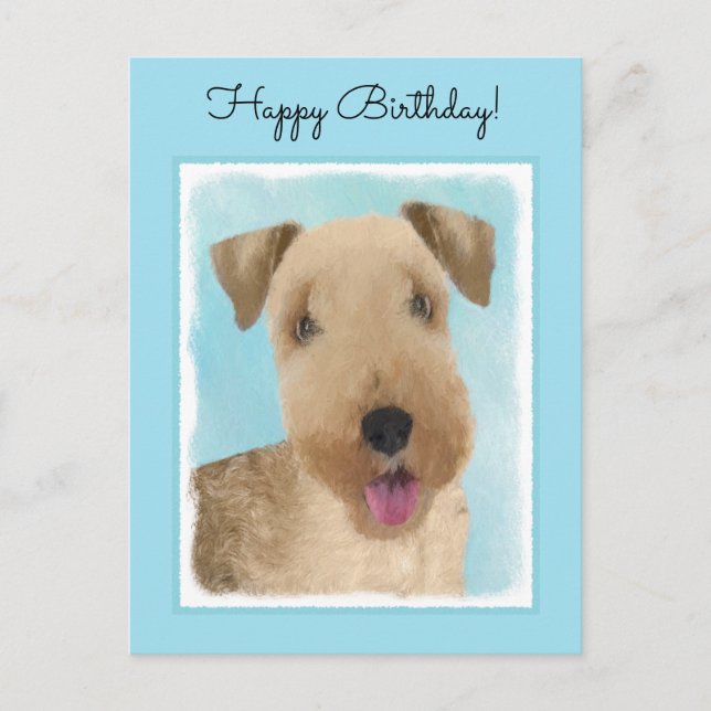 Lakeland Terrier-målning - Cute Original Hund Art Vykort (Framsida)