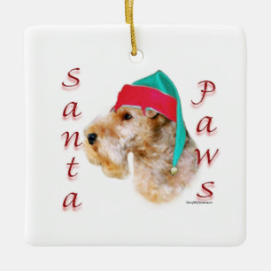Lakeland Terrier Santa Tassar Julgransprydnad Keramik