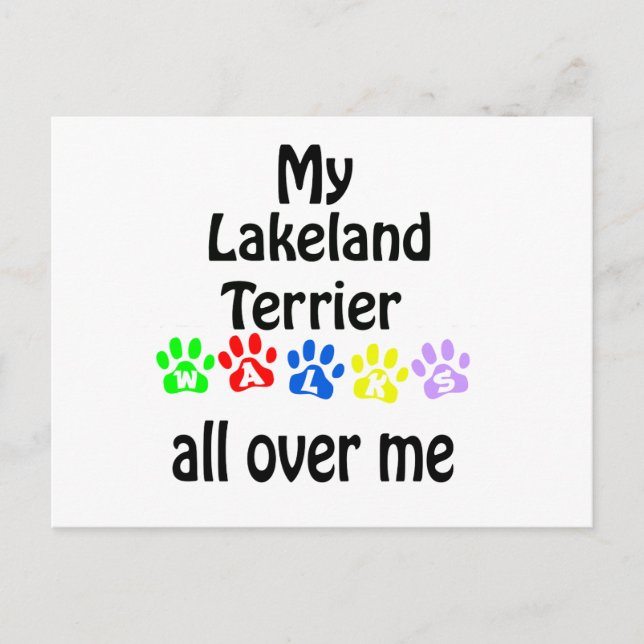 Lakeland Terrier Walks Design Vykort (Framsida)