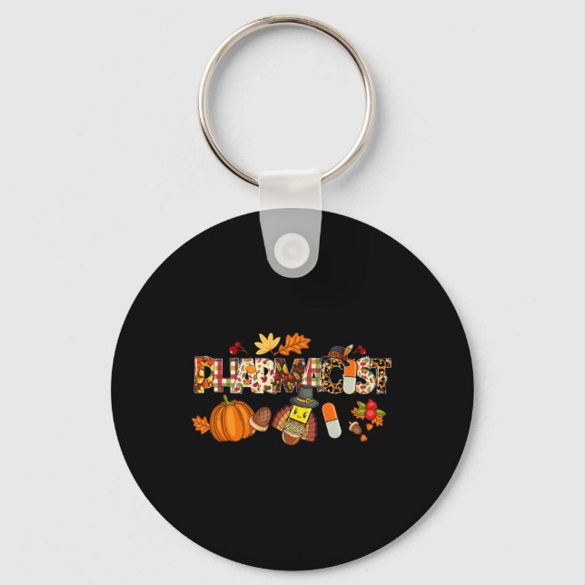 Läkemedel Leopard Pilgrim Hat Fall Thanksgiving G Nyckelring (Framsida)