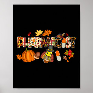 Läkemedel Leopard Pilgrim Hat Fall Thanksgiving G Poster
