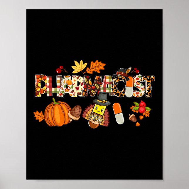 Läkemedel Leopard Pilgrim Hat Fall Thanksgiving G Poster (Framsidan)