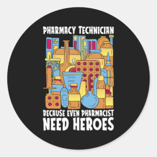 Läkemedel som behöver Heroes Pharmacy Tech Medicin Runt Klistermärke