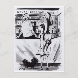 Läkemedelsaffär - Vintage gör upp tecknad Vykort