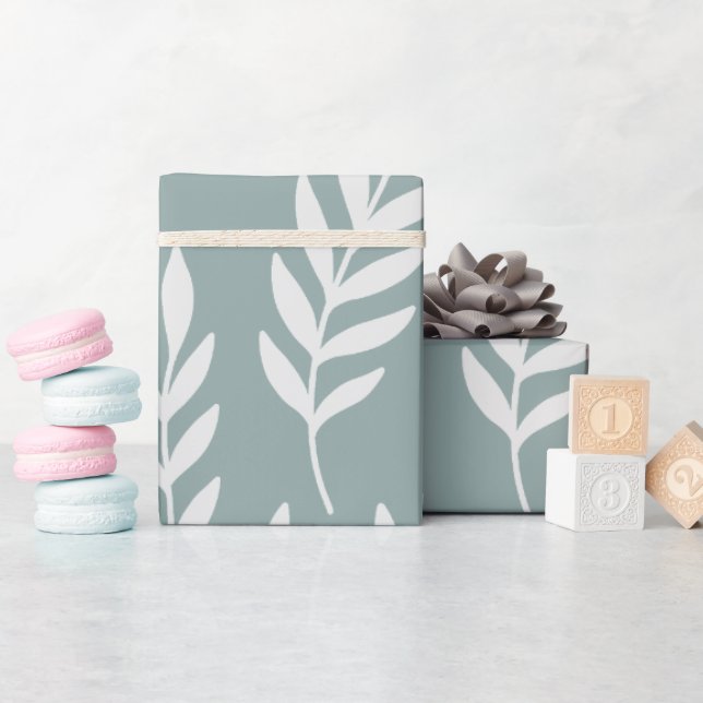 LÄKEMEDELSBIPACKSEDEL MED MINIMALIST GRÖNT BOTANIC PRESENTPAPPER (Baby Shower)