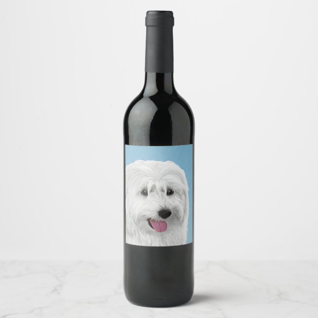 Läkemedelsmålning - Hund Art Vinflaska Etikett (Framsida)