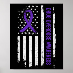 Läkemedelsöverdosering Medvetenhet Amerikansk Flag Poster