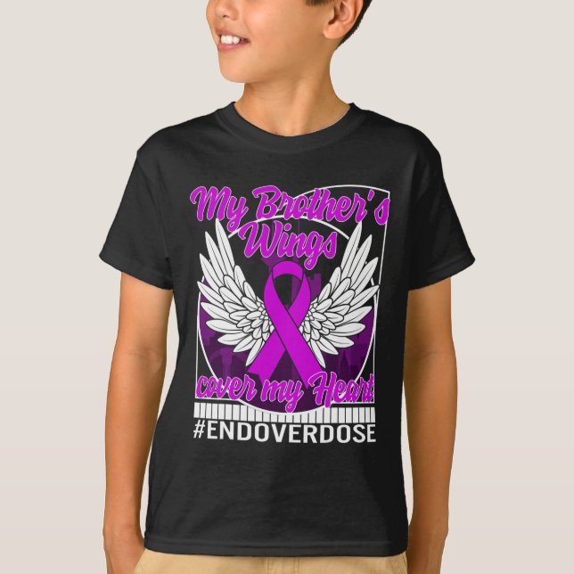 Läkemedelsöverdosering Medvetenhet Broderns Vingar T Shirt (Framsida)