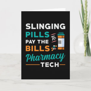 Läkemedelstekniker Slinging Pills Pharmacist Gift Kort