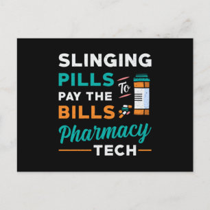 Läkemedelstekniker Slinging Pills Pharmacist Gift Vykort