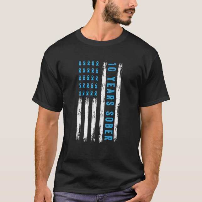 Läkemedelstillsättning 10 år Sober Usa T Shirt (Framsida)