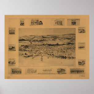 Lakeport Kalifornien 1888 panorama- karta Poster