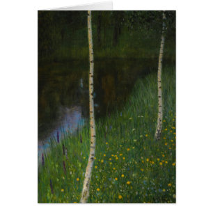Lakeshore med björkar - Gustav Klimt Hälsningskort