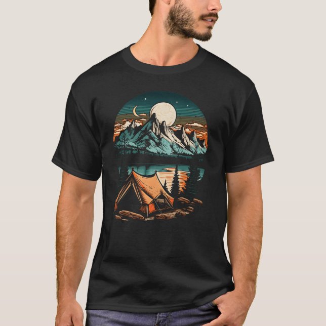 Lakeside Camping Adventure retro T Shirt (Framsida)