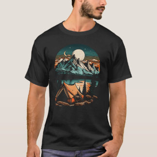 Lakeside Camping Äventyr retro T Shirt