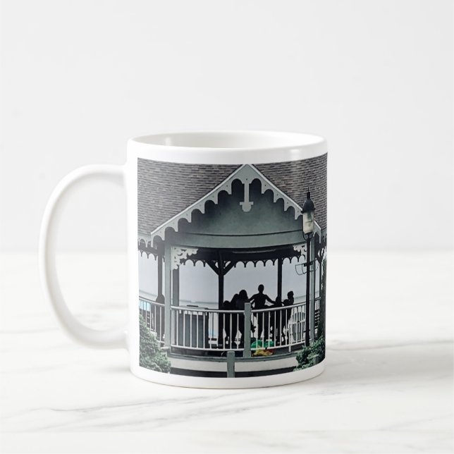 Lakeside Chautauqua Yoga Silhouette Skriv ut Kaffemugg (Vänster)