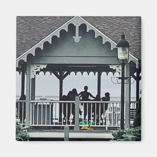 Lakeside Chautauqua Yoga Silhouette Skriv ut  Magnet