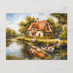 Lakeside Cottage med Rowboat Vykort