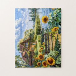 Lakeside Cottage with Solros Fält Pussel