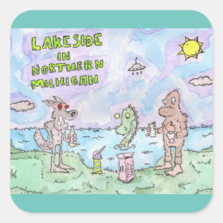 Lakeside i Michigan Fyrkantigt Klistermärke