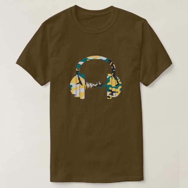 Lakeside Kamouflage Mönster Hörlurar T Shirt (Design framsida)