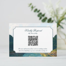 Lakeside Mountain Valley Bröllops QR-kod RSVP-kort OSA Kort