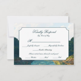 Lakeside Mountain Valley Wedding RSVP Card OSA Kort